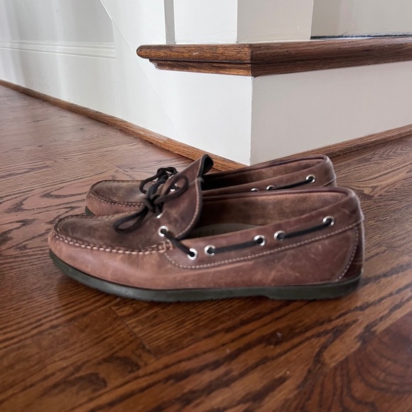 Vintage L.L Bean Men Boat Shoes Handsewn Moccasins Full Grain Leather Size 10 D - Picture 3 of 14